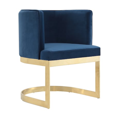 Manhattan Comfort Aura Dining Chair in Royal Blue and Polished Brass DC026-BL